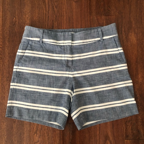 Loft Blue & White Cotton Shorts - Picture 1 of 8